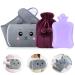 MOTONG 3PCS Hot Water Bottle Fluffy Cover Set Detachable & Adjustable Waist Belt Soft Plush Fur Cover Prime Natural Rubber Water Bag Great for Pain Relief Waist Back Neck Menstrual Pain(Purple) Grey+Purple+Purple