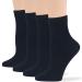 Women's Cotton Diabetic Quarter Socks Non-Binding Exra Wide - 4 Pack Large - Solid Seamless - Sock Size 10-12 Shoe Size 8-12 L Black 8-12 Black