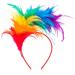 Colorful Feather Headband Fascinator Headbands Cosplay Hair Bands Carnival Party Headdress Rainbow Headband Feather Headdress Costume for Easter Day Wedding Halloween Party (Bright Color)