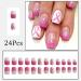24Pcs Sparkly Breast Cancer Awareness Press-On Nails - Short Square Fake Nails with Pink Glitter & Ribbon Design for Women & Girls - Buy Online on GoSupps.com