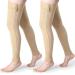 Eurzom 2 Pair Zipper Compression Socks Thigh High 20-30 mmHg Footless Zipper Compression Stockings Thigh High for Women Men Swelling Skin Color X-Large