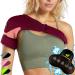 Sport shoulder bandage for men & women with cooling pads gel cold heat therapy - support of the rotator cuff - neoprene adjustable shoulder bandage left & right arm (S/M Bordeaux) S/M Bordeaux