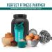 KICHLY Set of 2 Classic Protein Shaker Bottle (700 ml) with Protein Shaker Ball - Non-Leak Cap with Container for Protein Shakes Perfect Fitness & Workout Partner (Teal & Clear) - Buy Online on GoSupps.com