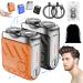 Beard Shaver Traveler Mini and Portable Suitcase Design Double-Ring Magnetic Cutter Men's Favorite Portable Mini Electrict Shaver PX7 Waterproof Razor Pocket Size USB Rechargeable (2PCS-F)