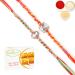 Ghasitaram Gifts Rakhi for Brother Rakhis Online - Set of 2 6300 6371 Fancy Rakhis with 400 GMS of Besan Barfi