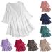 Angxiwan Plus Size Pink V Neck Button Blouse | 3/4 Sleeve Lace Hem Tunic Top XXL - Buy Online on GoSupps.com