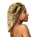 UNCN Large Golden Velvet Bonnet For Sleeping - Hair Bonnet For Curly Hair - Satin Bonnet For Long Braids - Bonnet With Elastic Band For Women Yellow