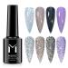 MIZHSE Reflective Glitter Gel Top Coat Nail Polish 1 Pcs  No Wipe Top Coat Quick Dry Shine Finish Soak Off UV Home Salon Manicure Reflective Top Coat