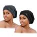 2 Pieces Adjustable Satin Lined Sleep Cap for Curly Hair Dreadlocks Braids Available Men & Women Black dark Health Gray 2