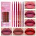 Matte Lip Liner Set 6Pcs Pink Red Series Lip Liner Pencil Longwear Natural Lip Makeup Pencils Smooth Ultra Fine Waterproof Nude lipstick Makeup Kits Transfer-Proof Lipliners Pencil