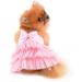 Pink Striped Denim Puppy Dress with Organza Bow and Beads - XS size (Chest 30cm/11.8, Back 20cm/7.9) - Summer Sleeveless Button-Up Dog Apparel - Buy Online on GoSupps.com