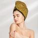 Gold Glitter Hair Towel Wrap - Quick Drying Turban with Button | Premium Hair Drying Towel for Effortless Hair Care - Buy Online on GoSupps.com