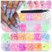 Holographic Nail Art Glitter Iridescent Flakes Nail Foil 12 Grids and Mermaid Flake Nail Glitter Sequins 12 Grids Colorful Fluorescent Glass Acrylic Nails Supplies Sticker for Make Up DIY Decoration