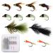Ivei fly Fishing Flies Kit Premium Hand-Tied Fly Fishing Flies Assortment Dry/Wet Flies Nymphs Scud Streamers Flies With Portable Fly Fishing Box for Trout Bass Fishing Lures 12 pieces