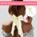 Nuqin Ribbon White Hair Bow White Bow Long Tail French Ribbon White Hair Bow Soft Silky Satin White Bow Hair Clip with Metal Clip for Party Women Girls(Off White) - Buy Online on GoSupps.com