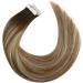Moresoo 16 Inch Tape in Human Hair Extensions - Dark Brown to Medium Brown with Platinum Blonde Highlights - 20 Pieces/50g #4/6/613 - Buy Online on GoSupps.com