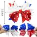 4th of July Patriotic Hair Barrettes - White Blue Red Bows Alligator Clips Set - Buy Online on GoSupps.com