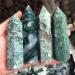 Double Happy Healing Crystal - Natural Green Moss Agate Quartz Point Tower (70-90mm) | Healing Crystals for Home Decoration & Unique Gifts - Buy Online on GoSupps.com