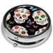 Buy Sugar Skulls Round Pill Box 3 Compartment Portable Travel Case for Vitamins & Medication | Mini Decorative Organizer - Buy Online on GoSupps.com