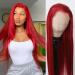 BTWTRY Red Synthetic Lace Front Wig - Long Straight Dark Red Heat Resistant Fiber Hair Wig for Women - Buy Online on GoSupps.com