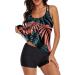 Floral Tankini Swimsuit for Women - Modest Loose Fit Two Piece Bathing Suit - Large Red - Buy Online on GoSupps.com