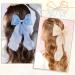 KesaPlan Large Hair Bow Clips for Women - 2PCS Big Silk Satin Bow Hair Slides - French Double Layers Hair Bows with Long Tail Ribbon - Soft Solid Color Bowknot Hairpins for Girls Teens in Blue & Beige - Buy Online on GoSupps.com