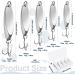 Saltwater Treble Hook Fishing Lures Set - Metal Spinner Baits for Salmon Bass - 5 Sizes Casting Spoon Lures - 1/5 oz to 3/4 oz - Silver - Pack of 20 - Buy Online on GoSupps.com
