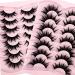 HBZGTLAD NEW 7pairs Cat eye Eyelashes 3D Natural False Lashes 5d Fluffy Soft Cross Manga Lashes Wispy Natural Eyelash Extension Makeup (DT02-6)