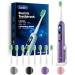 7AM2M Electric Toothbrush for Adults & Teens with LED Screen 3 Intensity Levels & 5 Modes One Charge for 90 Days Fast Charge & Holder 2 Mins Built in Smart Timer with 8 Brush Heads (Purple)