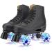 FTYUNWE Roller Skates Adult Women, Outdoor Quad Roller Shoe with Light Up Wheels, Unisex Classic High Top Quad Rink Skates Adjustable for Girls Men Kids and Beginner,Black-41EU/10US Black 41EU/10US