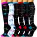 HLTPRO Compression Socks for Women & Men - 6 Pairs 20-30 mmHg Compression Stockings for Medical, Nurse, Running Black/Black/Black/Blue/White/Black Large-X-Large
