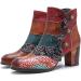 SOMESHIEN Women's Brown Leather Ankle Bootie - Vintage Floral Pattern, Size 8.5 | Side Zipper, Short Fashion Boots - Buy Online on GoSupps.com