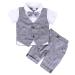 AmzBarley Baby Boys Gentlemans Outfit Suit Kids Long/Short Sleeve Dress Shirt Pants Vest Bowtie Tuxedo Rompers Childs Birthday Evening Holiday Party Grey 6-12 Months