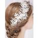 Anglacesmade Bridal Headband Leaves and Flower Hair Vine Crystal Tiara Crown for Wedding Hair Accessories for Women and Girls (Silver)