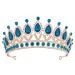Vofler Tiara for Women  Gold Crown w/Teal Blue Crystal - Royal Queen Rhinestone Headpiece Headband for Princess Girls Kids Bridal Birthday Wedding Pageant Prom Homecoming Halloween Costume Party Gold-Peacock Blue