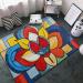 Flannel Carpet Mondrian Bohemian Lotus Flower Picture 60 x 39 in Non-Slip Durable Suitable for Living Room and Office Bedroom - Buy Online on GoSupps.com