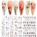 Spring Flower Nail Art Stickers Decals Self-Adhesive Pegatinas Uas Cherry Blossom Floral Willow Morning Glory Design Manicure Tips Nail Decoration for Women Girls 6 Sheet Flower B
