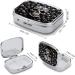 Decorative Black and White Skull Pill Box - 2 Compartment Metal Organizer for Pills | Portable Medicine Case for Pocket & Purse - Buy Online on GoSupps.com