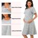 Sykooria Maternity Nightdress Nursing Nightgown - Short Sleeve Breastfeeding Sleep Shirt for Pregnant Women - Stripe Light Grey - Size L - Buy Online on GoSupps.com