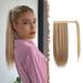 Fine ponytail extensions smooth long ponytail Extrolation hair part braid clip in ponytail extension synthetic hair extension braid hair extension for women 35 cm brown mixed blond brown blond -wrap around 35 cm (1 Pack)