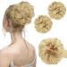 SARLA 2PCS Messy Hair Bun Hair Piece Small Scrunchies Synthetic Bun Hairpieces for Women Girls Updo Hair Extensions (Natural Blonde) Natural Blonde-2PCS