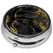 Gold & Black Mini Round Pill Box | 3 Compartment Travel Organizer | Portable Medicine Case for Home & Office - Buy Online on GoSupps.com