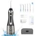 Water Dental Flosser, H2ofloss Cordless Oral Irrigator,Rechargeable Teeth Cleaners for Braces Oral Care,Waterproof and Portable for Travel with 6 Nozzles Black