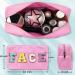 Nylon Waterproof Preppy Makeup Bag - Girls Chenille Letter Travel Organizer Pouch for Toiletries & Cosmetics, Pink-Face - Buy Online on GoSupps.com