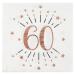 Santex 7350-60 Pack of 20 Napkins Sparkling Age 60 Years Metal Rose Gold