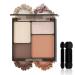 4 Colors Eyeshadow Powder Waterproof EyeShadow Palette with Eyeshadow Applicator Highly Pigmented Eye Makeup Long Lasting # 001