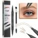 Curved Eyebrow Pen - Eyebrow Pencil Brow Pencil 2-in-1 Dual-Ended Microblading Eyebrow Pen with Micro-Fork-Tip and Precise Brush-Tip Create Natural Hair-Like Brows Long lasting Light brown