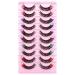 Newcally Colored D Curl Russian Strip Lashes - 10 Pairs Mink Pink & Red Wispy False Eyelashes - Buy Online on GoSupps.com