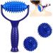 3 pieces massage balls massage scooter massage roller with knobs massage balls fascia ball premium hedgehog ball foot massage massage roller hedgehog ball massage roller with handle for foot and back muscles