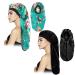 2Pcs XL Satin Bonnet Set for Sleeping | Soft & Comfortable Hair Bonnets for Women | Black+Indigo Pattern - Buy Online on GoSupps.com